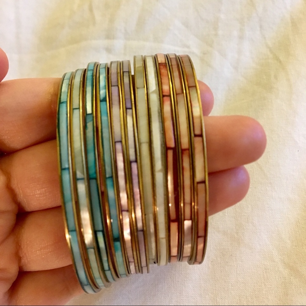 Set of colorful metal bangles